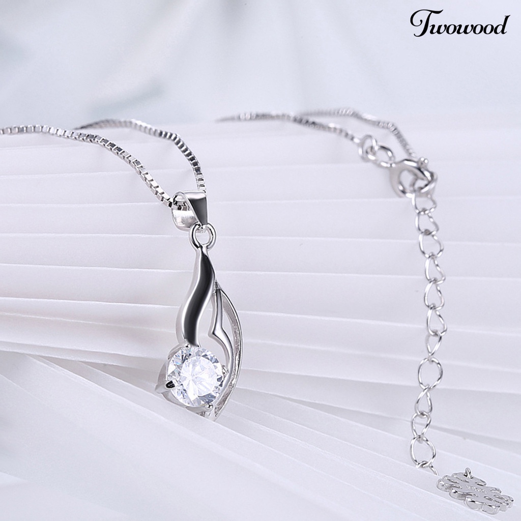 Twowood SILVERHOO 925 Silver Clavicle Necklace Hollow Tree Leaf Cubic Zirconia Pendant Necklace for Dating