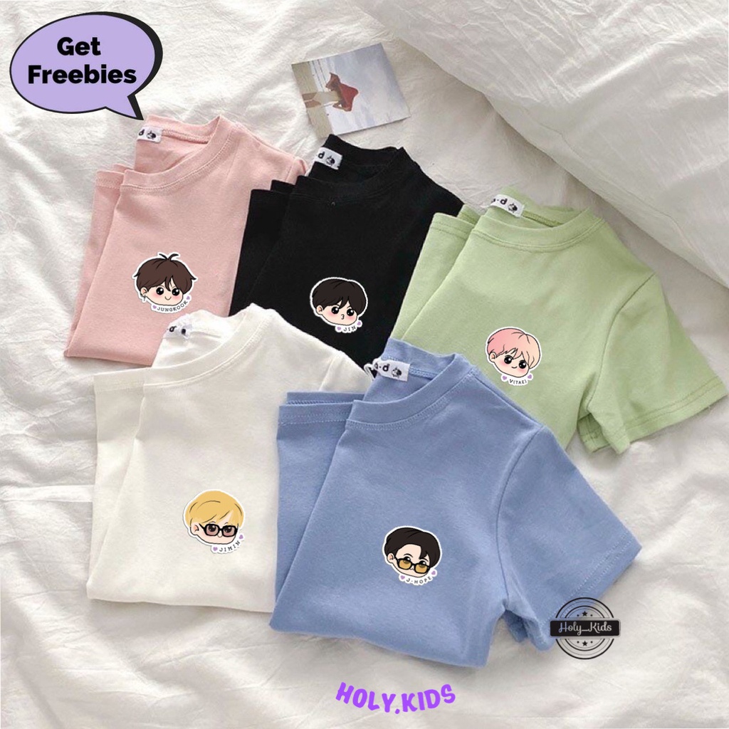 BAJU KAOS BTS CHIBI LOGO DADA KIRI / TSHIRT BTS CHIBI FANART / BAJU KAOS WANITA COTTON COMBED / KAOS KPOP BTS