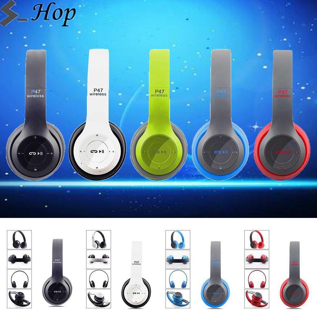 HEADPHONE BLUETOOTH P47 / EARPHONE BLUETOOTH WIRELESS AUDIO AUX BISA TELEPON HANDSFREE