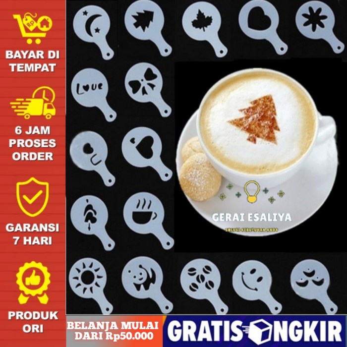 Cetakan Busa Foam Kopi Latte Art 16 PCS - JJYE01