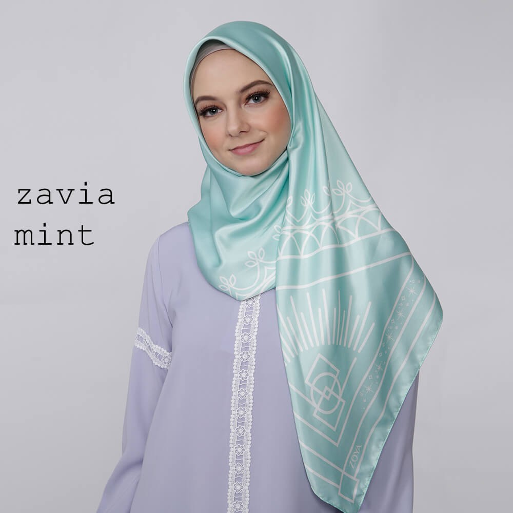 Kerudung / Hijab Segi Empat Satin Motif Zoya Scarf - ZAVIA