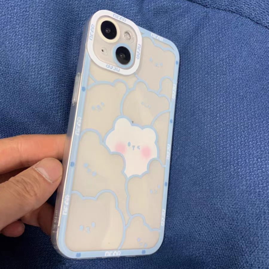 Soft Case Tpu Transparan Motif Beruang 13 13pro 13prm Cover iPhone 11 7Plus 8Plus Xr XS 13 12pro Max