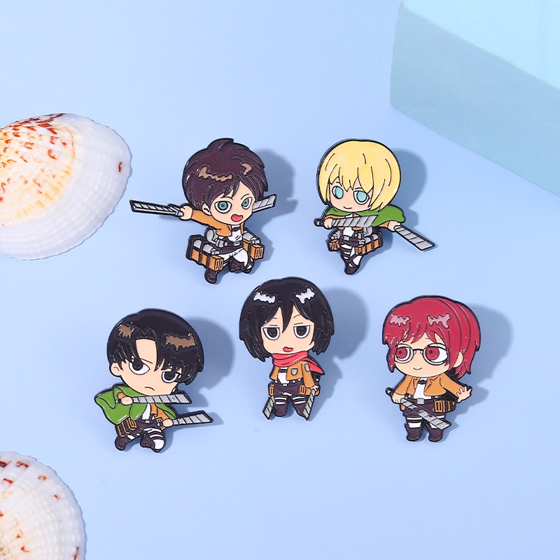 Bros Pin Enamel Desain Karakter Kartun Anime ATTACK ON TITAN Untuk Hadiah Teman