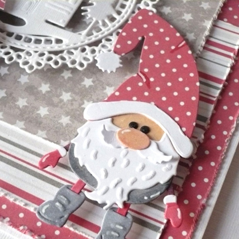 Cetakan Stensil Cutting Dies Motif Santa Claus Bahan Metal Baja Karbon Untuk Scrapbook / Craft DIY