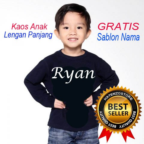 GRATIS SABLON NAMA KAOS ANAK DAN BAYI LENGAN PANJANG  TANGAN PANJANG