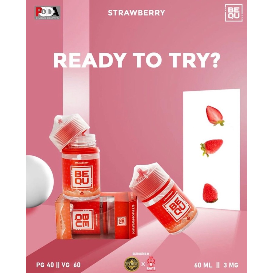 GET IT NOW!!! BEQU STRAWBERRY 60ML AUTHENTIC FREEBASE LIQUID OF BEQU