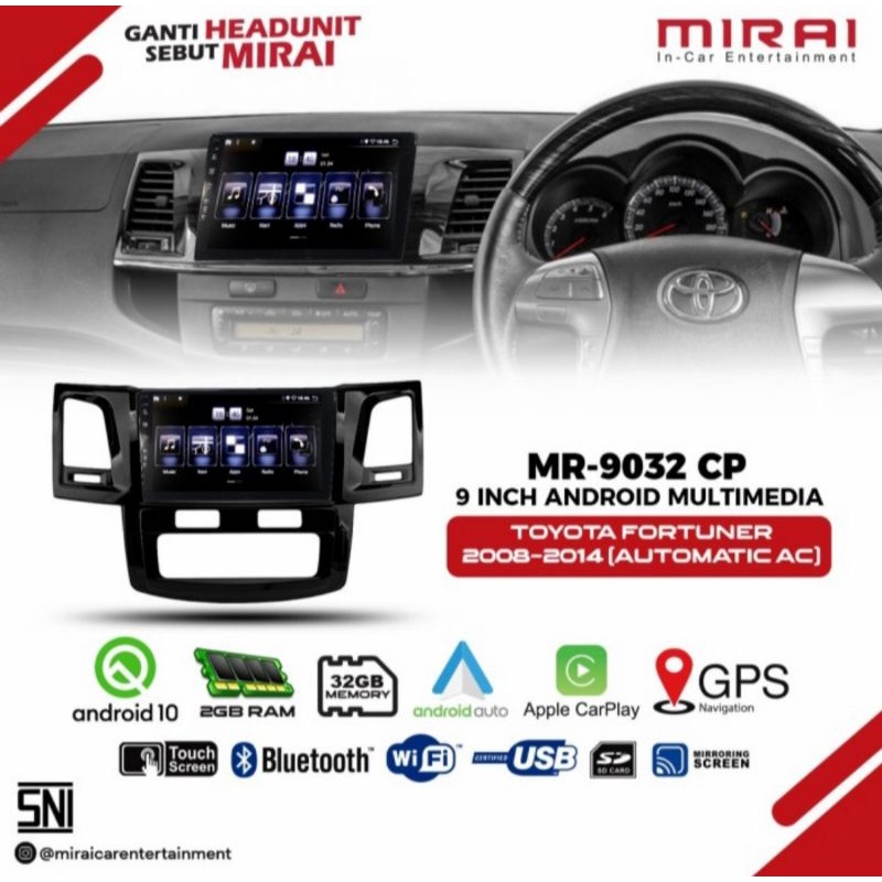 HEAD UNIT ANDROID MIRAI 9032CP FORTUNER LAMA