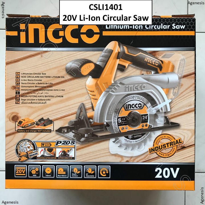 Mesin Circular Saw Mini Baterai Cordless 20 Volt INGCO Tipe CSLI1401 UNIT ONLY