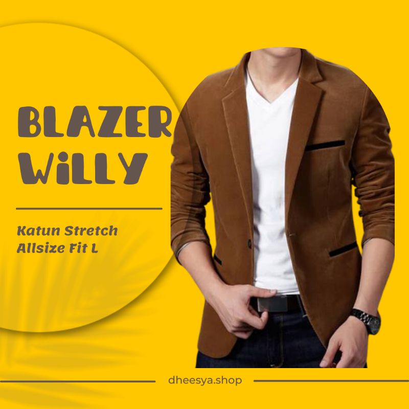 Blazer Pria Murah Jas Cowok Willy Katun Outer Pria Lengan Panjang