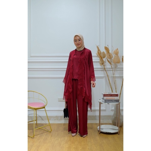 Laces set - setelan lace lebaran - setelan celana cardigan - setelan pesta