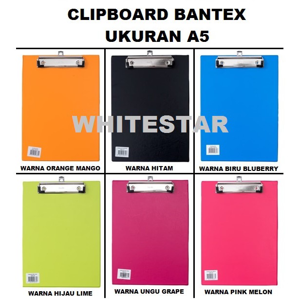 

clipboard / papan jalan / dada bantex Ukuran A5 clip board