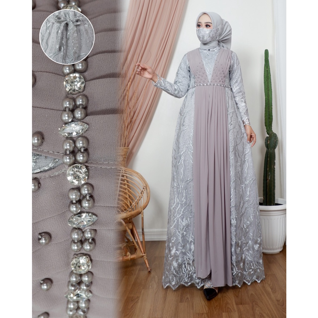 Kadai.baju / Gamis saskia / Gamis pesta / Gamis brukat tulle / Maxi jumbo size M L XL XXL