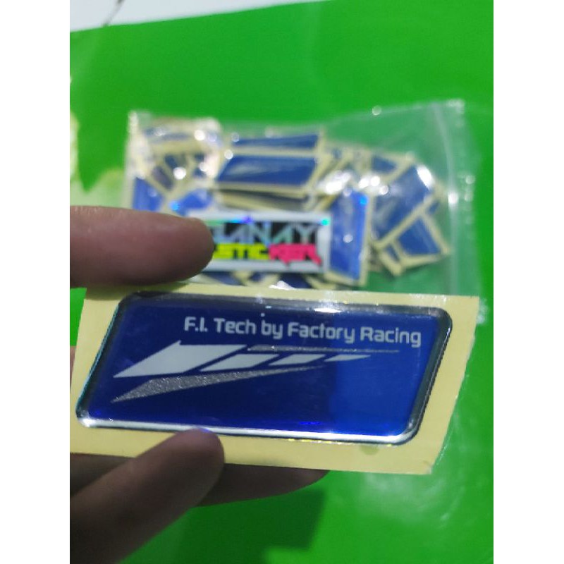 STICKER EMBLEM FI TECH TIMBUL YAMAHA BIRU