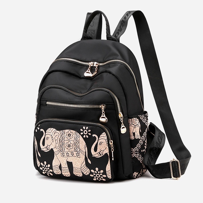 TAS RANSEL WANITA 4 RESLETING CHIBAO ANTI AIR MOTIF GAJAH HITAM REGENCY TA461B5 IMPORT BACKPACK FASHION KOREA REMAJA KEKINIAN PREMIUM BATAM GENDONG PUNGGUNG MURAH