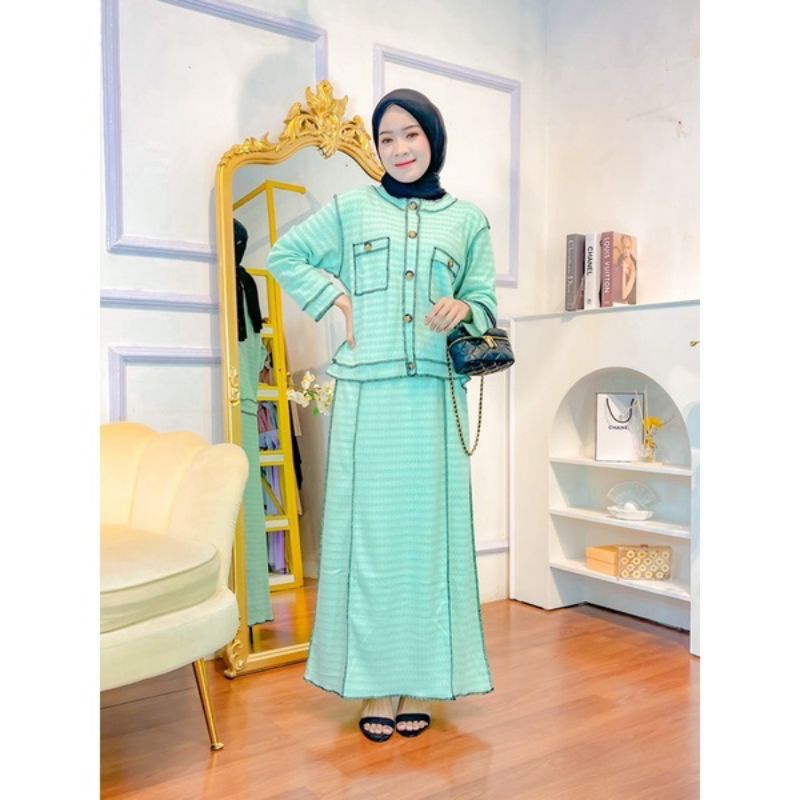 One Set Rajut Premium Import / One Set Terbalik / Setelan Rok Wanita