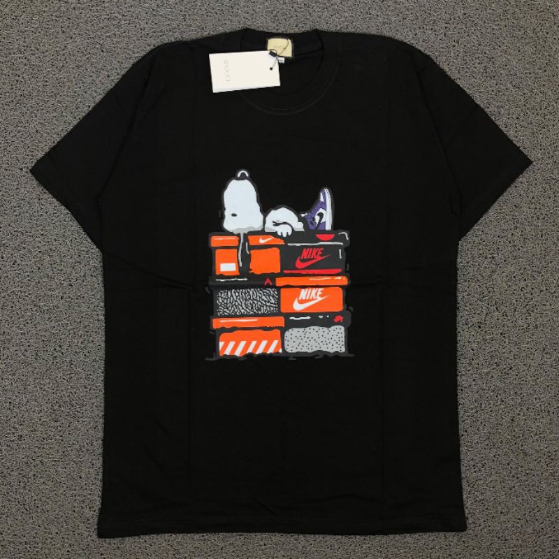 TSHIRT KAOS BAJU GUCCI SNOOPY BLACK LIKE ORI
