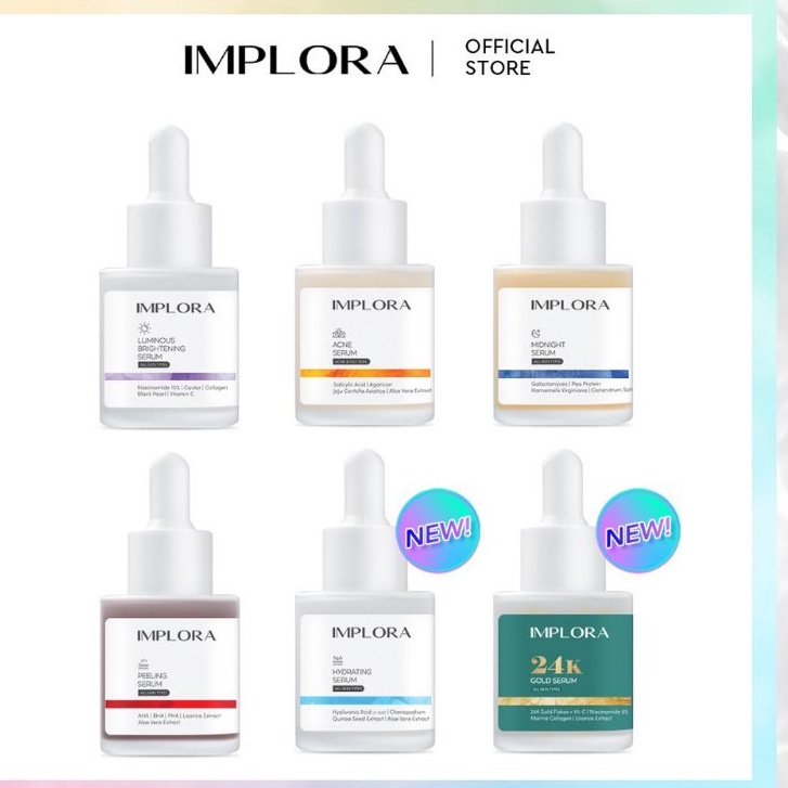 IMPLORA Face Serum | Serum Wajah | Acne | Brightening | Peeling | Midnight Serum BPOM