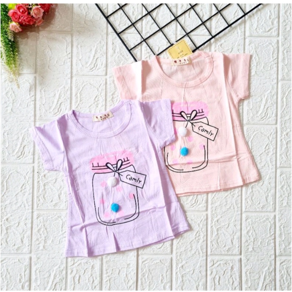 Baju Anak Perempuan Usia 1 tahun - 9 tahun / Kaos Anak Perempuan Lengan Pendek / 100% cotton import