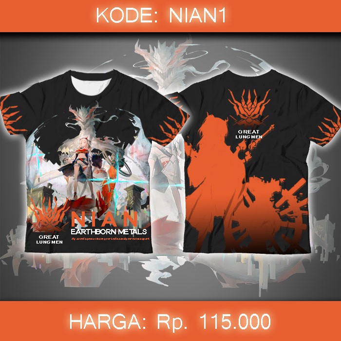 Baju Kaos Fullprint Arknight - Nian Arknights Anime