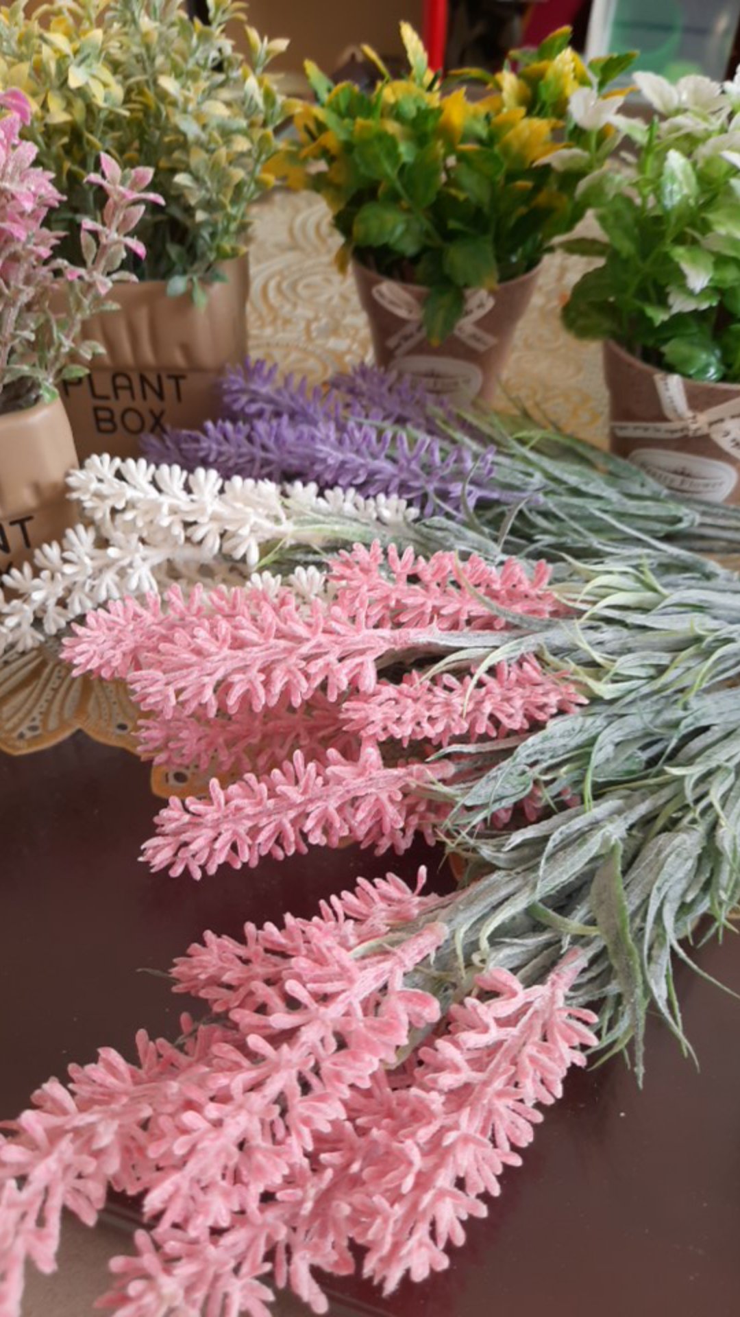 Vb16 Vas Bunga Pita Mini Tanaman Artifisial Daun Hias Warna Flower Pot Imut Dekorasi Meja