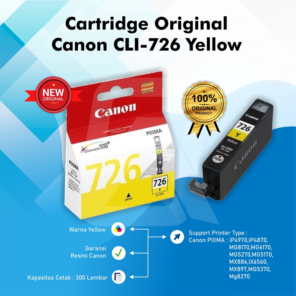 Tinta Canon 725 Black 726 Black &amp; Colour Original Ink Cartridge