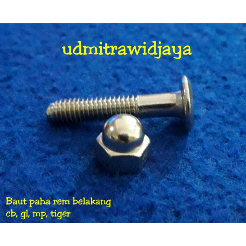 Baut paha rem belakang Cb GL Mp Tiger 1set baut dan mur topi baut dan mur paha rem belakang honda  baut variasi paha rem stainless stell baut jcbc stainless plus mur topi