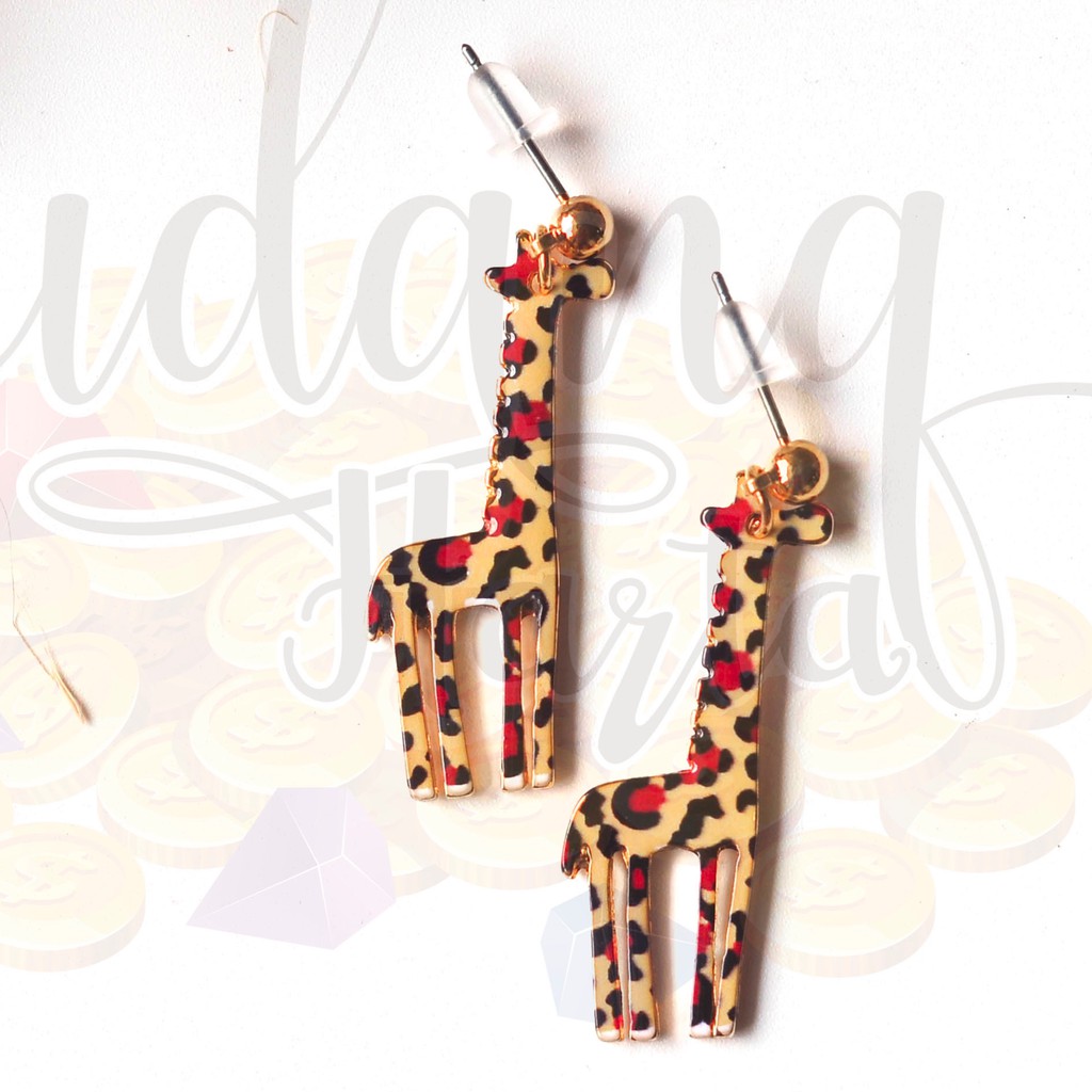 Anting Tusuk Wanita Jerapah Lucu Unik Girrafe GH 203135