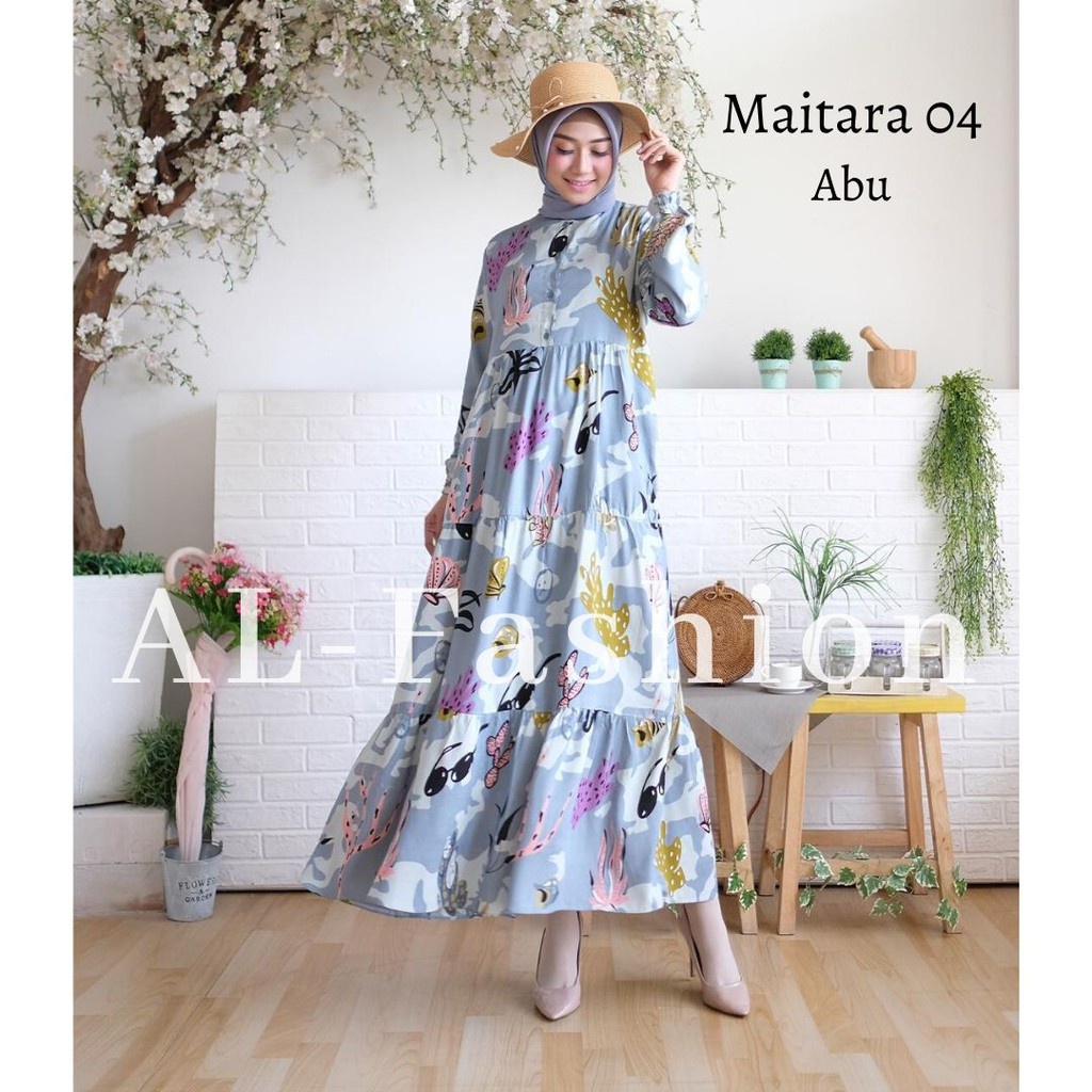 ABA agen baju homey dress gamis wanita MAITARA-MAITARA 04 ABU