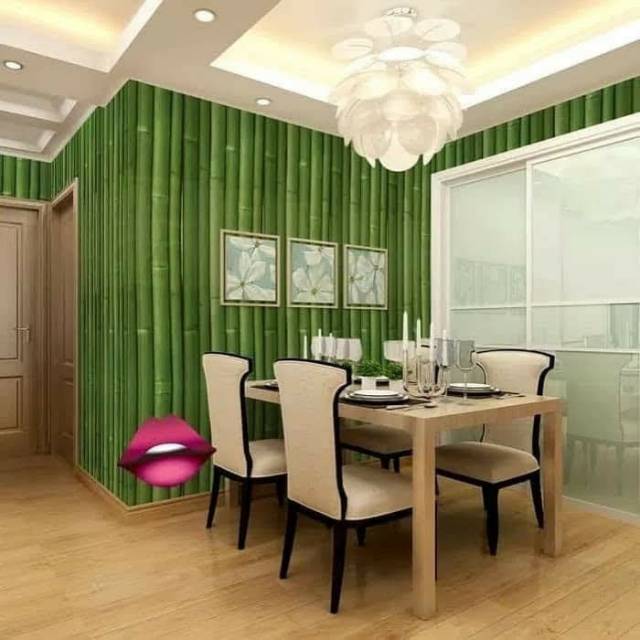 Wallpaper sticker dinding murah bambu hijau