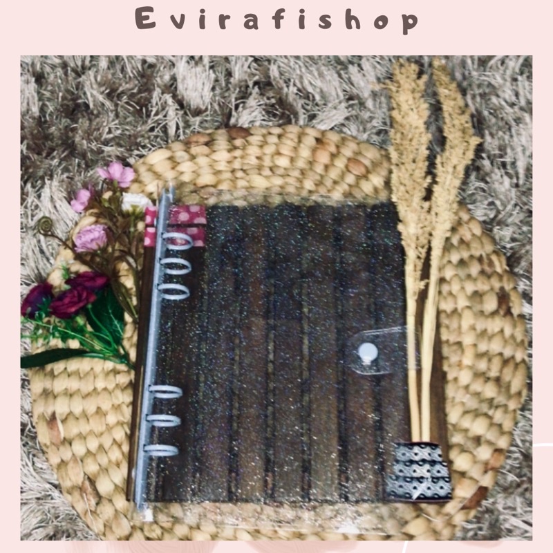 

( Dusty blue)A5 Binder Glitter PVC Jelly Cover Case/Binder A5 Sidoarjo/Binder Glitter/ Binder Keuangan