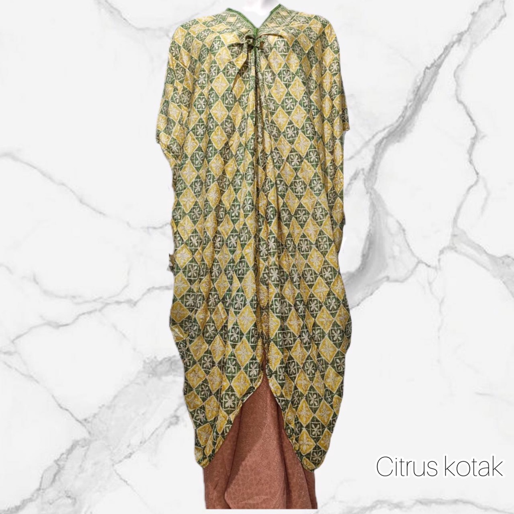 Kaftan Termurah Kaftan Motif Lace Sutra Viscose - Kaftan Lebaran Kondangan Pesta (Citrus Kotak)