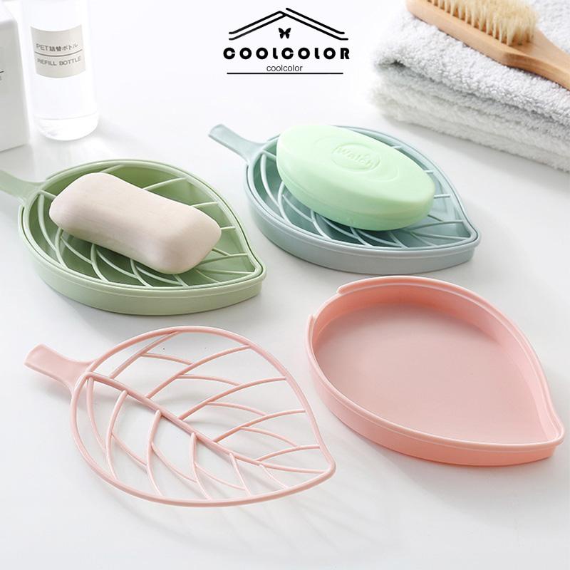 CODKotak Sabun Daun Kreatif Kamar Mandi Gratis Punch Suction Cup Toilet Drain Soap Rack- cl