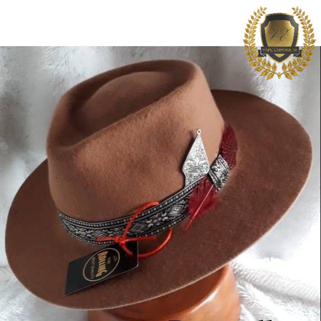 TOPI FEDORA  TOPI LAKEN TEARDOP COKLAT MUDA  TOPI PRIA
