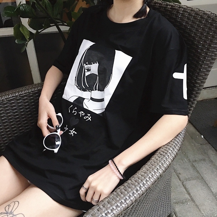 Tshirt Girl With Mask Streetwear Premium Cotton Combed Unisex