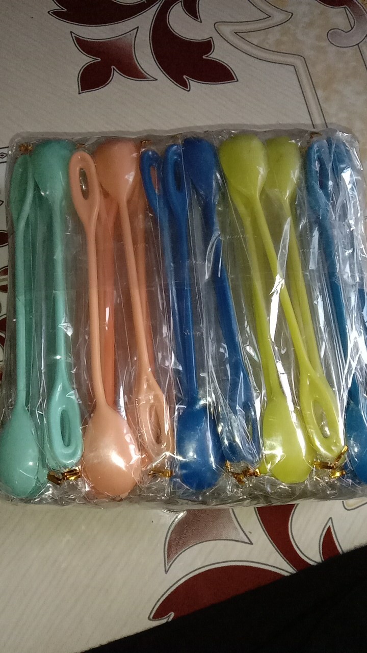 (isi 100) Bro Souvenir Sendok Jus Es Teh Hangat Plastik Melamin Warna Panjang Murah