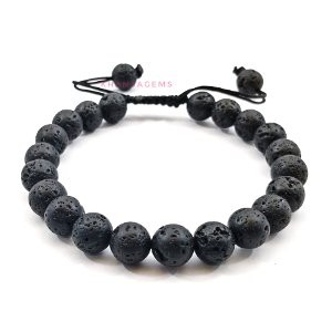 Gelang Batu Natural Lava Stone Model Tali Serut Shambala Unisex Bisa Untuk Pria Dan Wanita