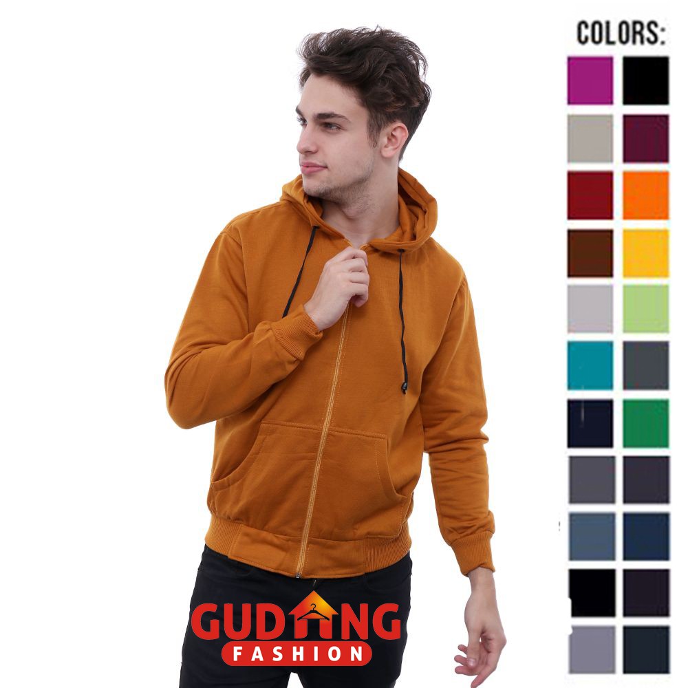 Jaket Polos Pria Fleece Model Topi Banyak Warna– JAK (COMB)