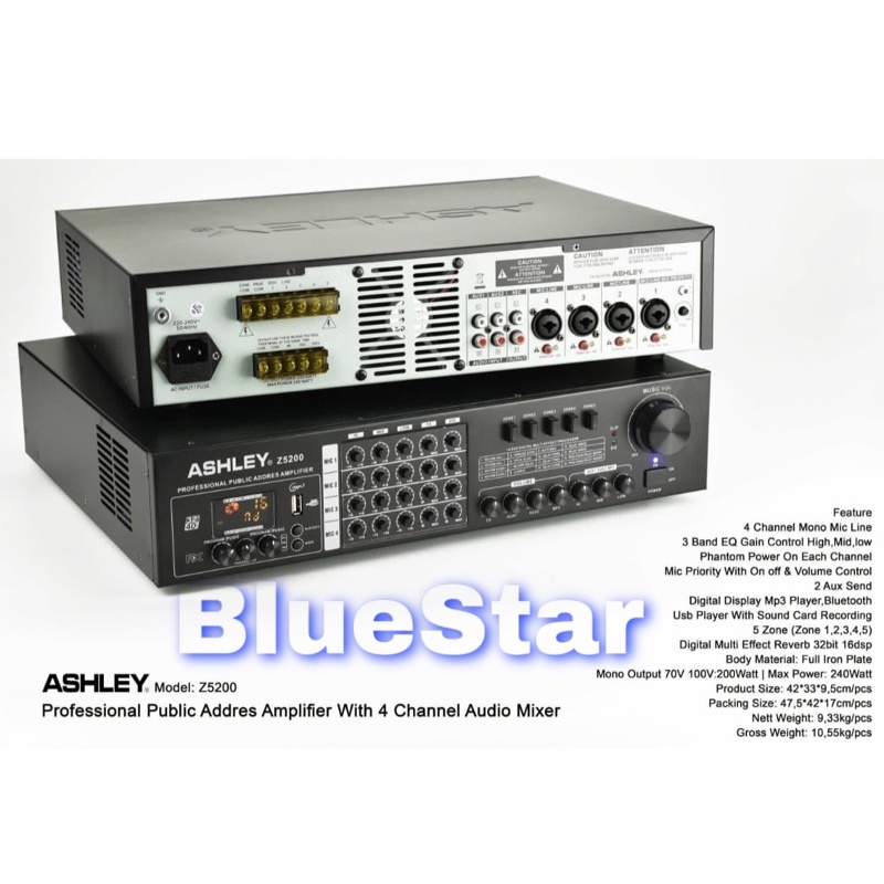 Amplifier Mixer Ashley Z5200 Original 4 Channel Amplifier Z 5200