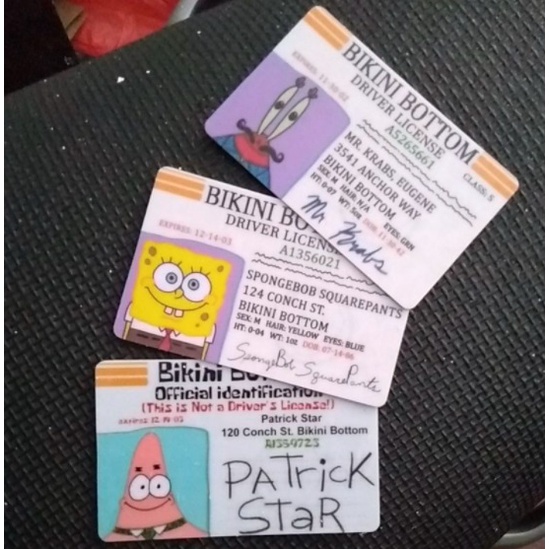 Spongebob driver license kartu SIM bikinibottom lucu untuk koleksi