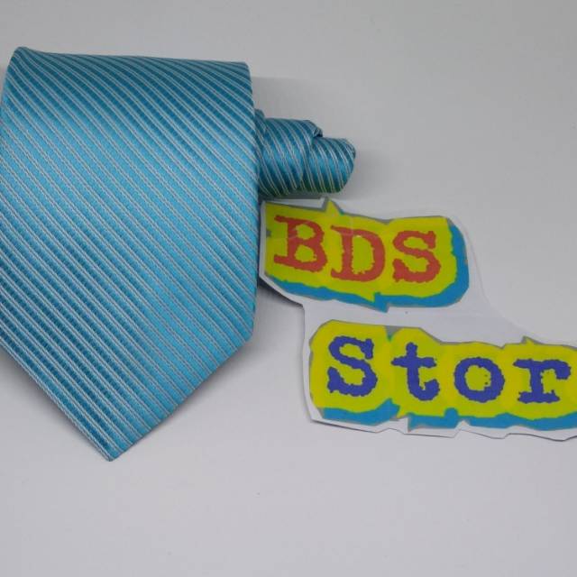 Dasi pria motif salur warna biru tosca