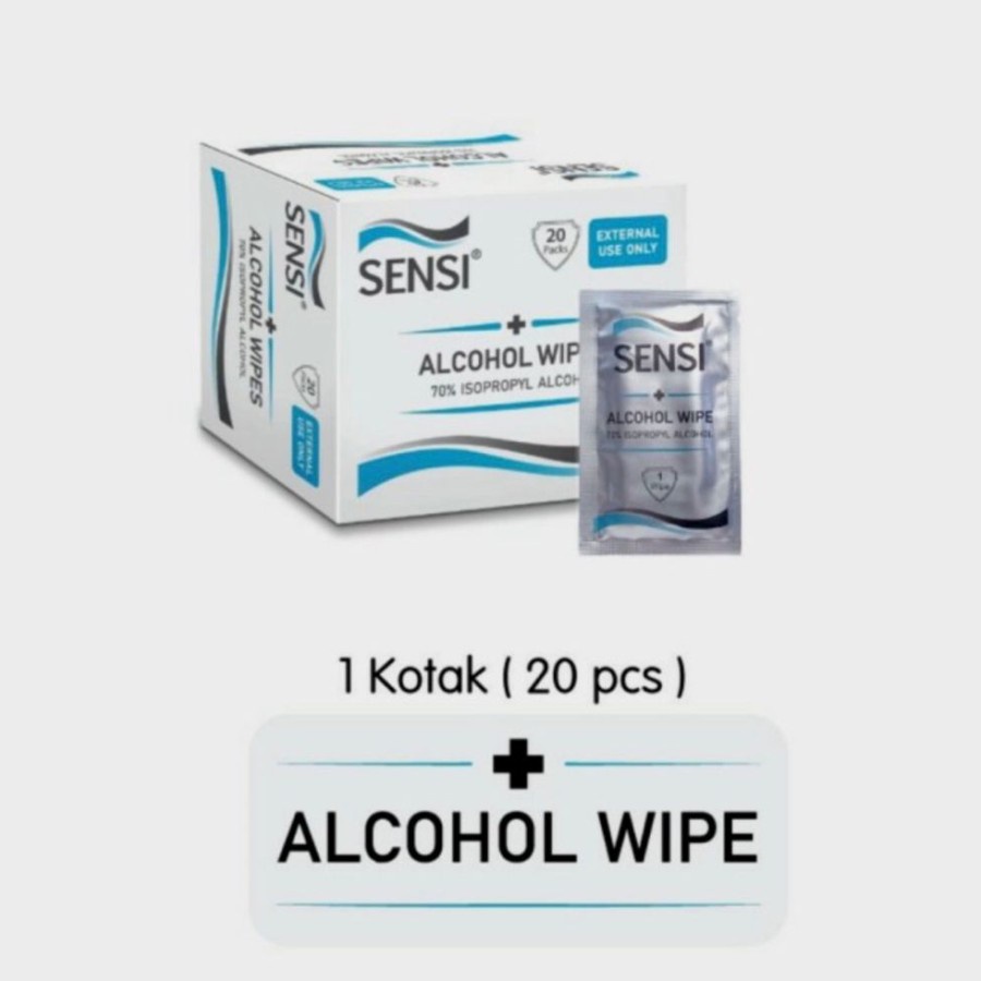 SENSI ALCOHOL WIPES TISSUE ALKOHOL 70% ISOPROPYL ALCOHOL ISI 20 PCS