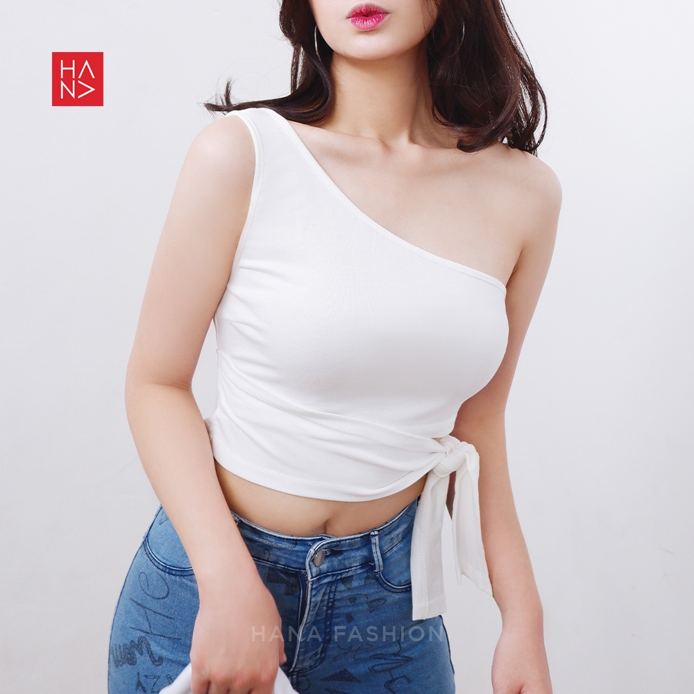 HanaFashion JKT - Alicia One-Shoulder Crop Stylish Wanita Murah - CT091