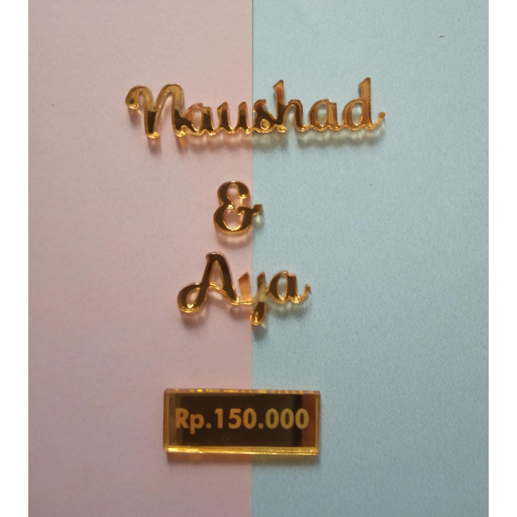 Paket Akrilik 2 Nama Pendek + Tanggal ATAU Nominal Mahar Custom Akrilik Gold