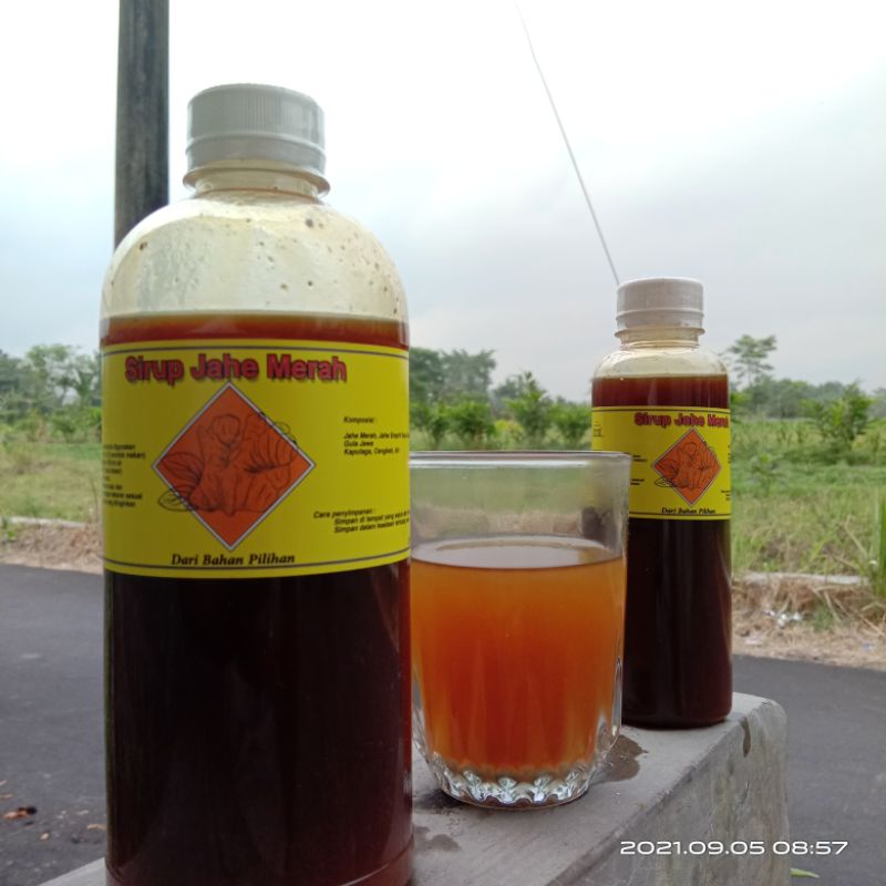 

Minuman sehat berkhasiat sirup ekstrak jahe merah gula aren alami