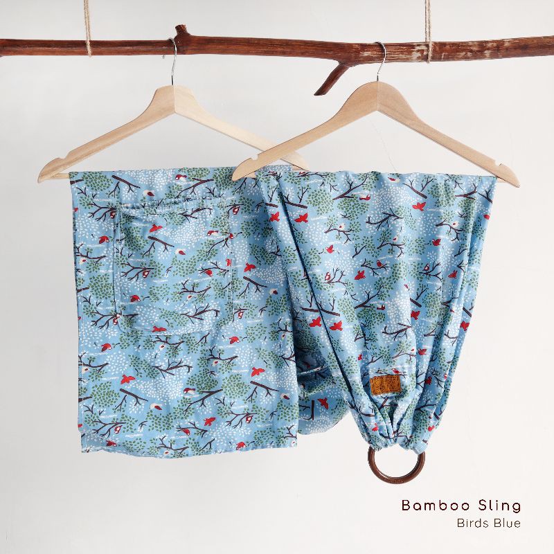 B1203 Cuddle Me Gendongan Bayi Ring Sling Bamboo Sling Ringsling Cuddleme Murah M Shape Jarik-Birds Blue