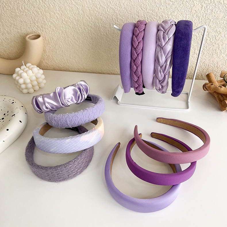 BANDO KAIN VARIAN WARNA UNGU MOTIF BANDANA PURPLE HEADBAND SATIN SILK COTTON HAIR BAND BENDO AKSESORIS RAMBUT LEBAR HAIR ACCESSORIES
