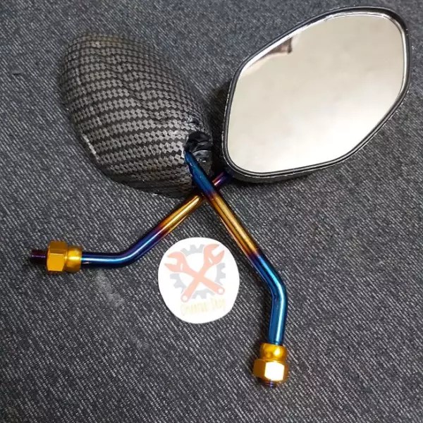 Spion Beat two-tone Spion Baet Karbon Twotone Bakaran tangkai pendek untuk semua Honda yamaha