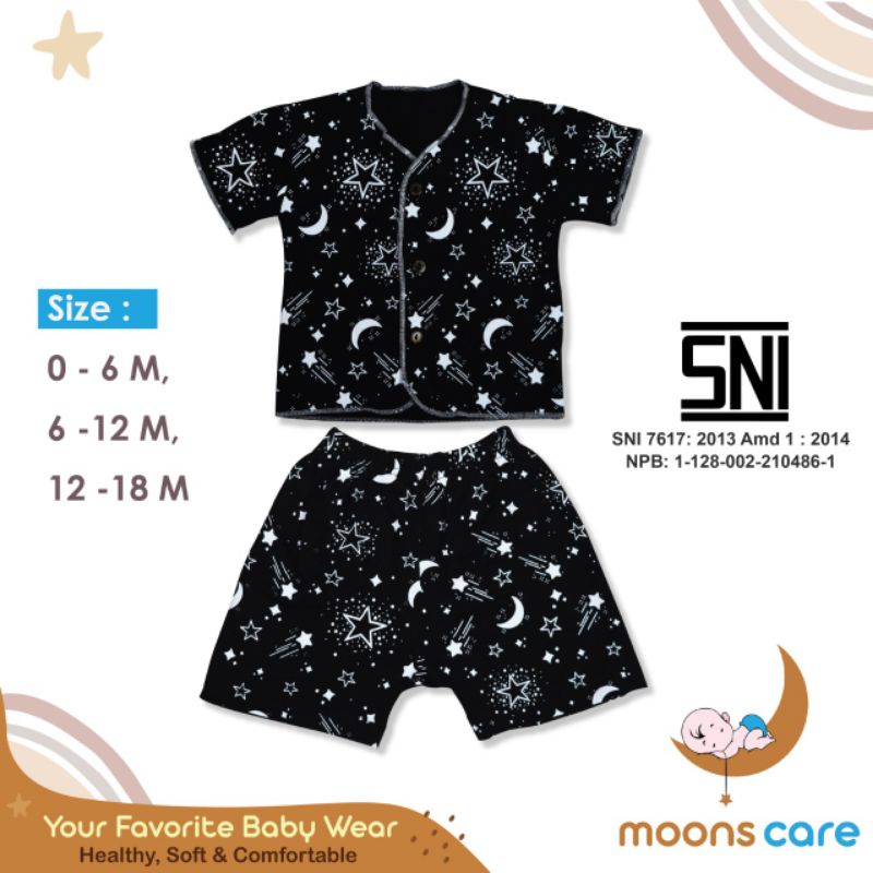 SNI Newborn Moons STELAN PENDEK PREMIUM BABYMOON NEWBRON ,STELAN BAJU KAOS CELANA PENDEK