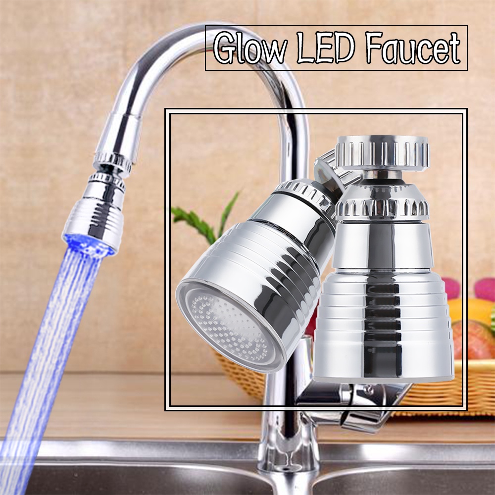 [360 Degree Rotation Temperature Sensor Light Water Faucet][High Quality Nozzle Water Saving Tap ][LED 7 Color Change Water Filter][ Replacement For Sink Drains Strainer]