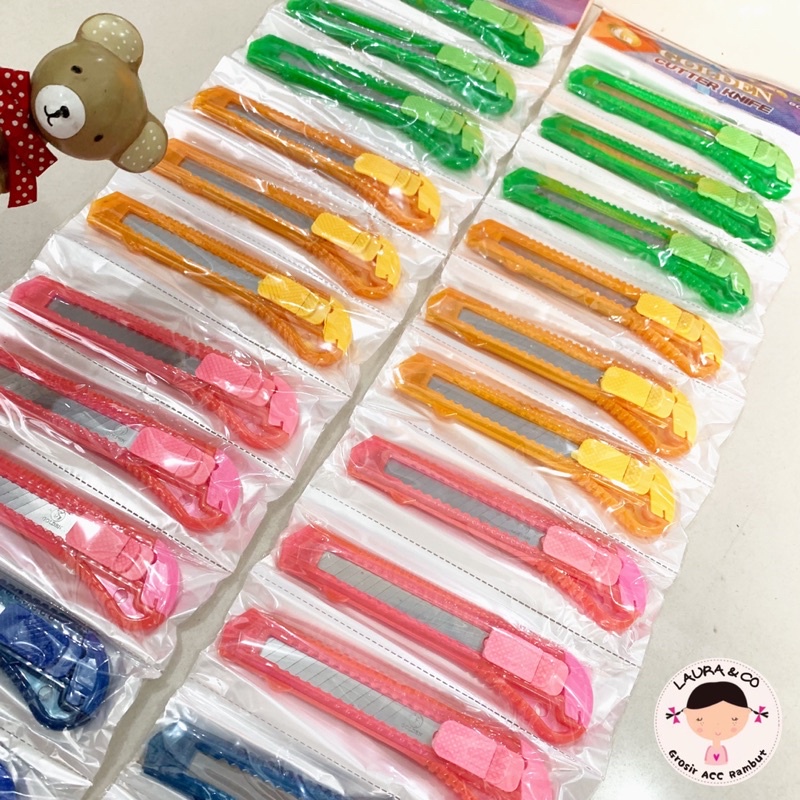 Cutter Besar Renceng Murah Pisau Cuter Lusinan silet 12pc Grosir Bagus Murah